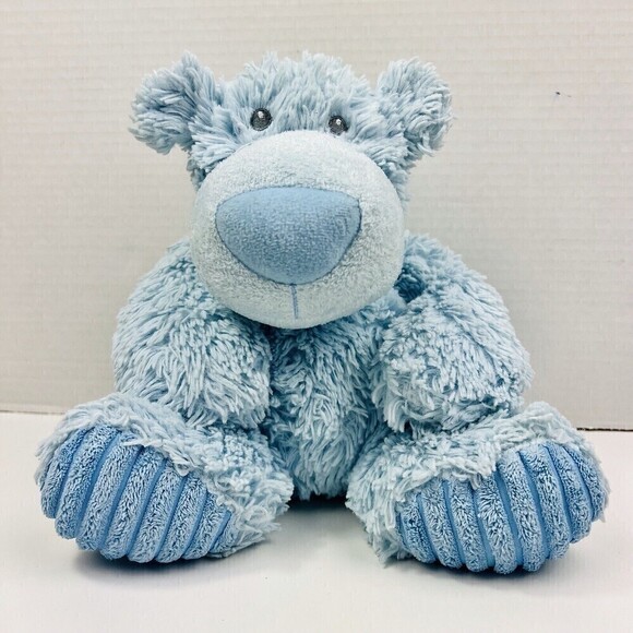 Aurora Baby Light Blue Polar Bear Plush Shaggy Floppy Ribbed Feet Stuffed Animal - Picture 4 of 16